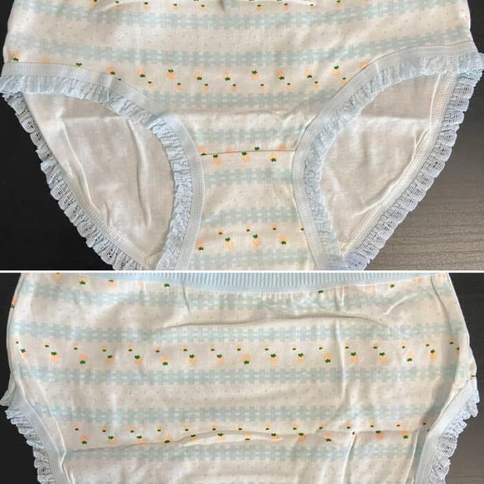 culotte sale en coton blanche fruits