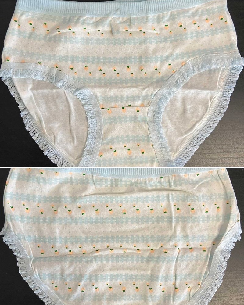 culotte sale en coton blanche fruits