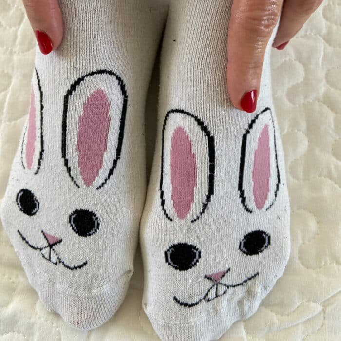 Chaussettes blanches en coton à motifs lapin