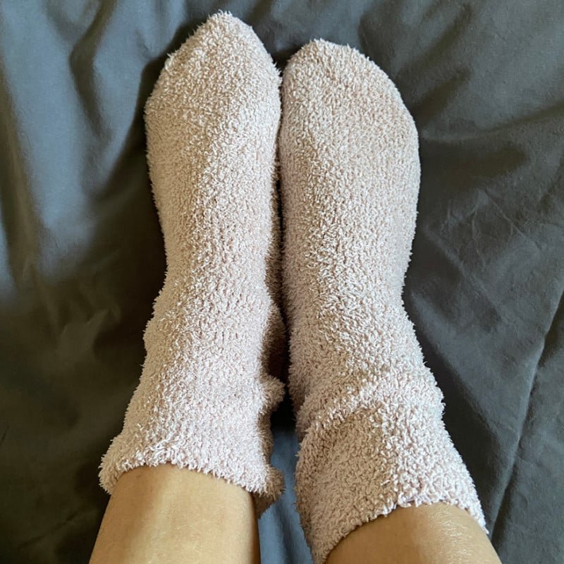 Chaussettes roses pales en molton